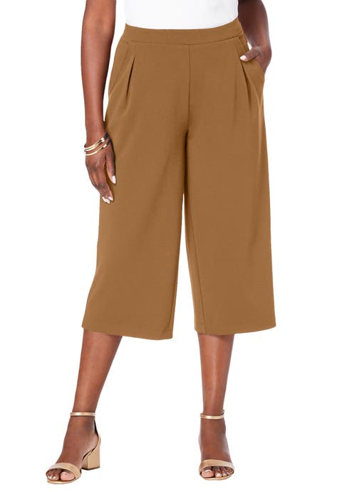Wide-Leg Crop Crepe Pants (Plus)