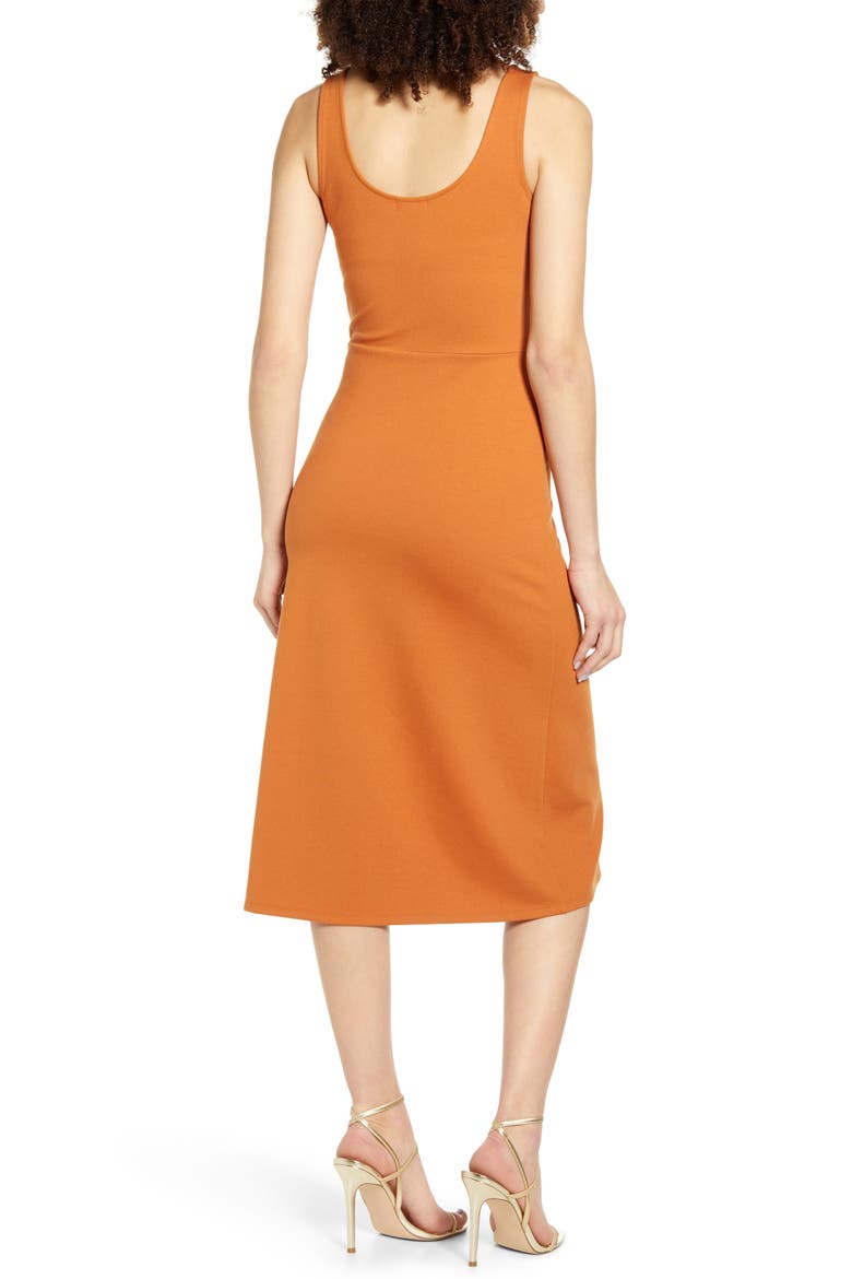 Scoop Neck Midi Dress, Alternate, color, TAN ADOBE