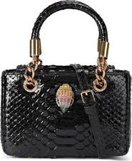 Kurt Geiger London Mini Square Kensington Croc Embossed Leather Top Handle Bag