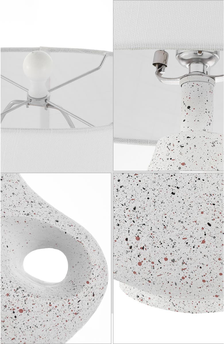 JONATHAN Y Charlotte 24" Minimalist Designer Iron/Resin Oval Shade LED Table Lamp, White Terrazzo, Alternate, color, White Terrazzo