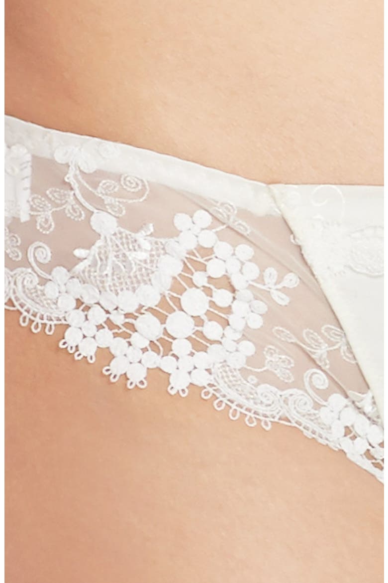 'Wish' Embroidered Tanga Thong, Alternate, color, IVORY