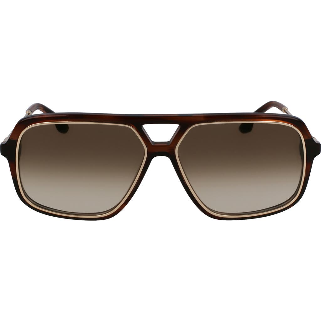 Victoria Beckham V Line 58mm Navigator Sunglasses In Brown