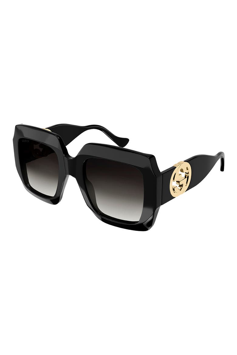 54mm Square Sunglasses, Main, color, BLACK