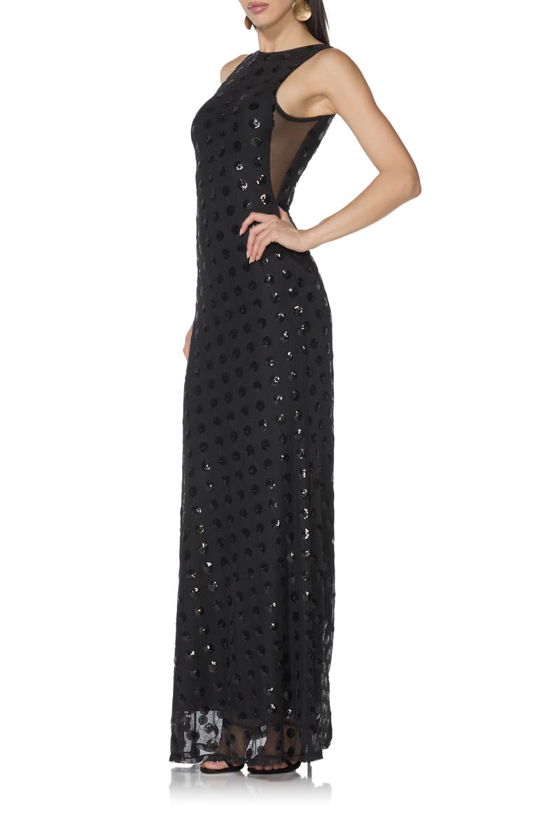 Berto Sequin Sleeveless Maxi Dress, Alternate, color, NOIR