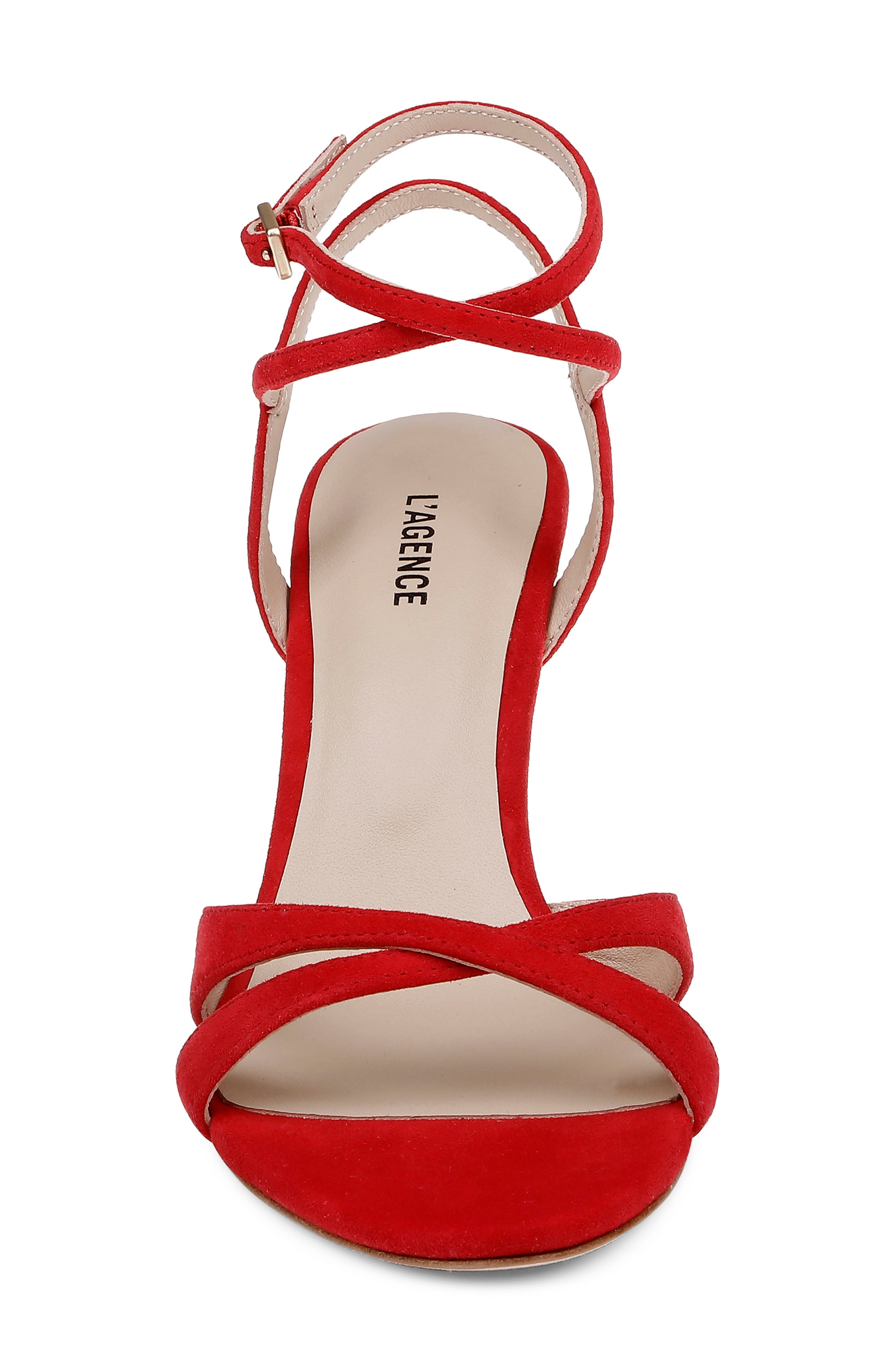 Miranda Ankle Strap Sandal, Alternate, color, RED SUEDE