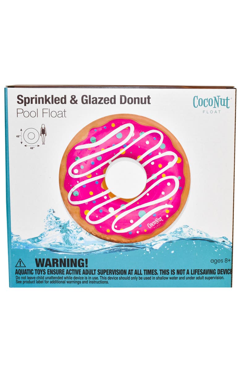Coconut Float Pink Sprinkled & Glazed Donut 48 Inch Pool Ring Inflatable, Alternate, color, Pink