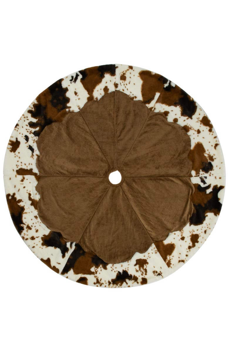 Northlight Corduroy Christmas Tree Skirt with Faux Fur Trim - 48" - Brown, Main, color, Brown