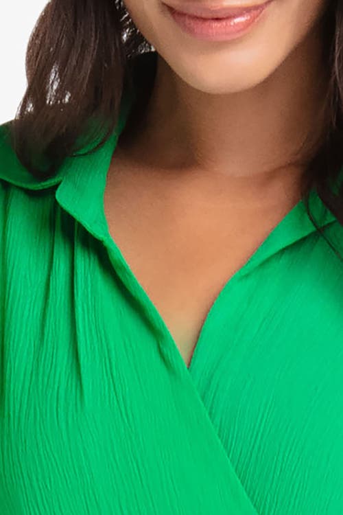 Helen Jon Flutter Sleeve Wrap Dress In Kelly Green