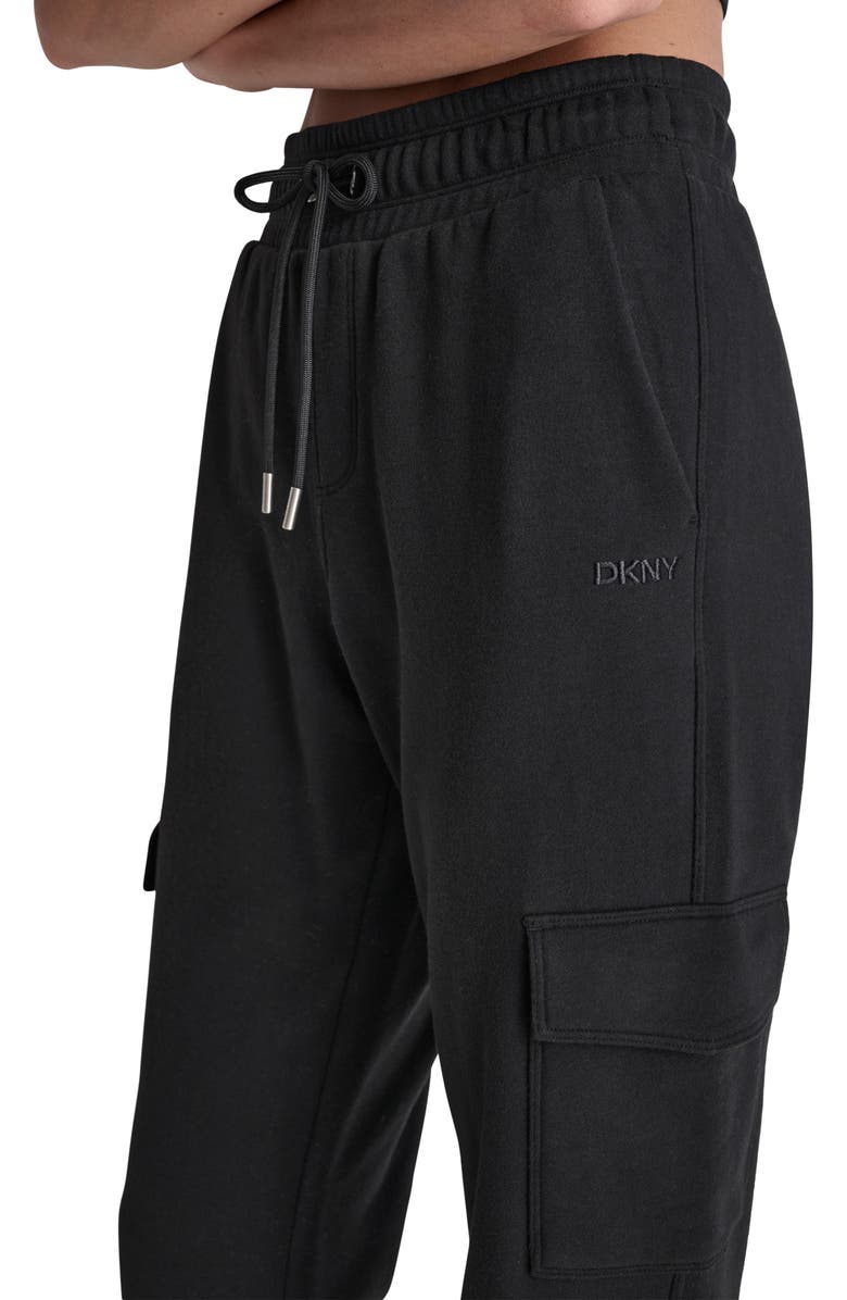 DKNY Slim Fit Embroidered Logo Fleece Cargo Joggers, Alternate, color, 