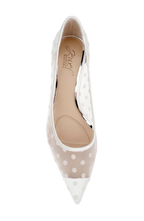 Jewel Badgley Mischka Elena Pointed Cap Toe Pump In White