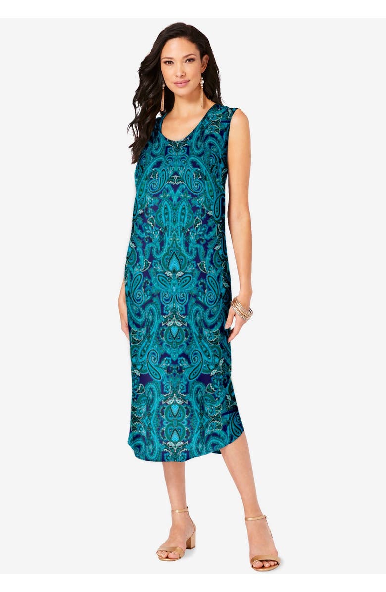 Roaman's Roll Tab Jacket Dress, Alternate, color, Natural Animal Print