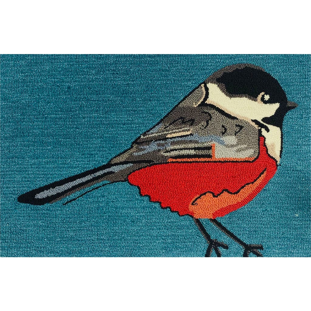 R16 Home Chickadee Tufted Doormat In Teal Multi