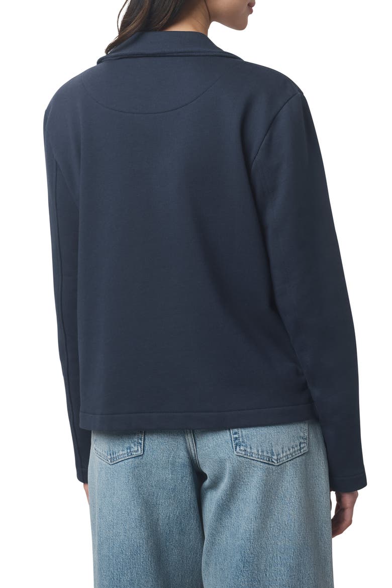 Double Breasted Cotton French Terry Blazer, Alternate, color, ICE NAVY