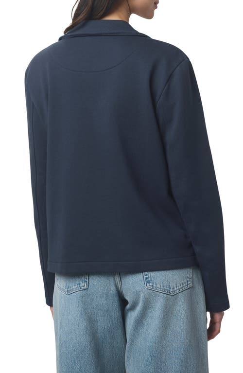 Splendid Double Breasted Cotton French Terry Blazer In Blue