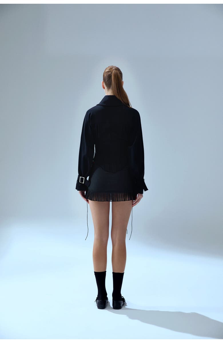 PCFG Wool Blend Your *Itch Corset Blouse, Alternate, color, Black