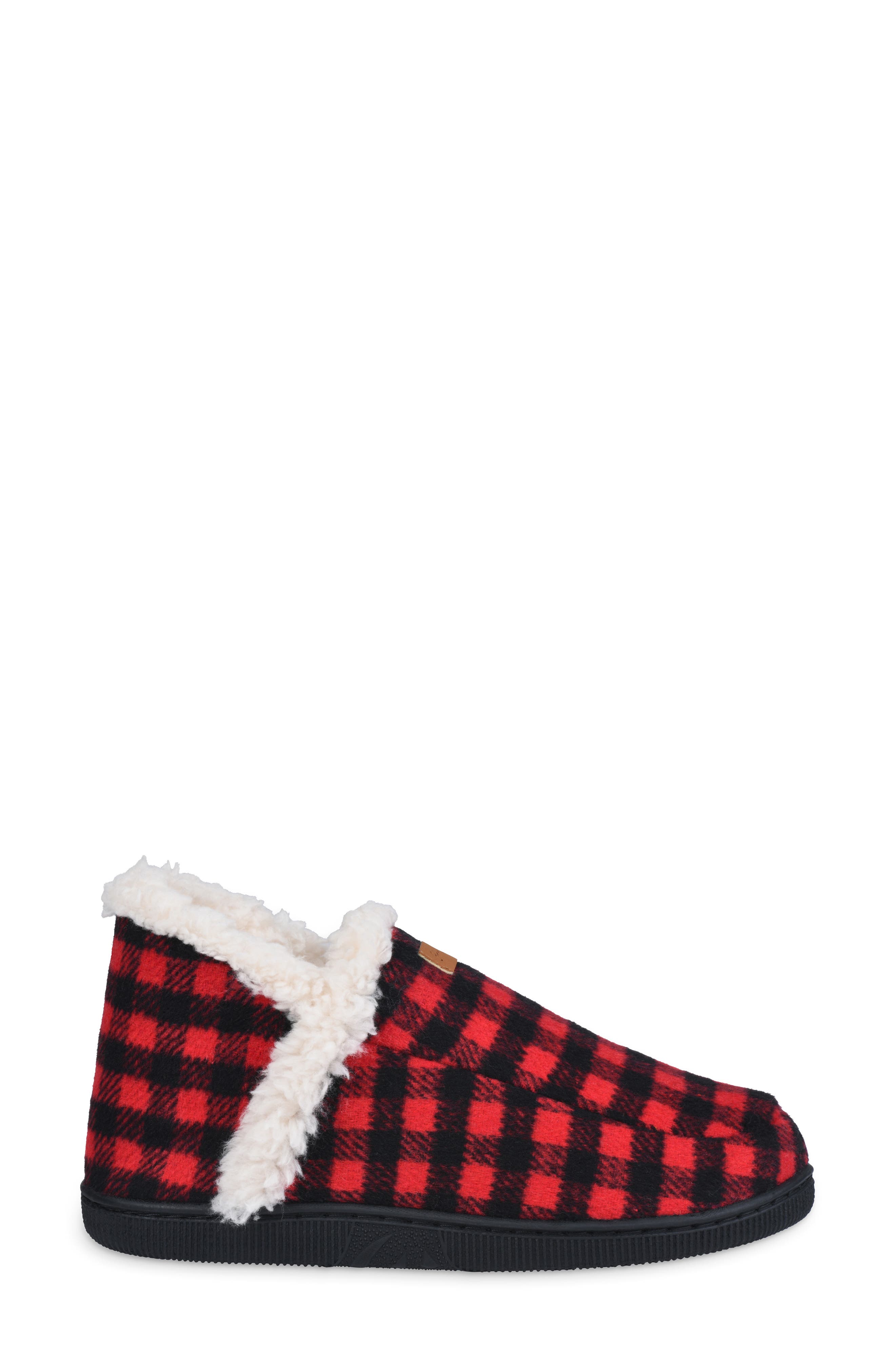GAAHUU Buffalo Check Faux Shearling Slipper, Alternate, color, 