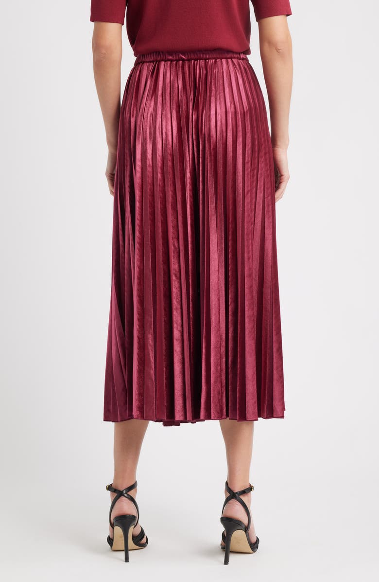Anne Klein Pull-On Pleated Velour Skirt, Alternate, color, Ruby Red