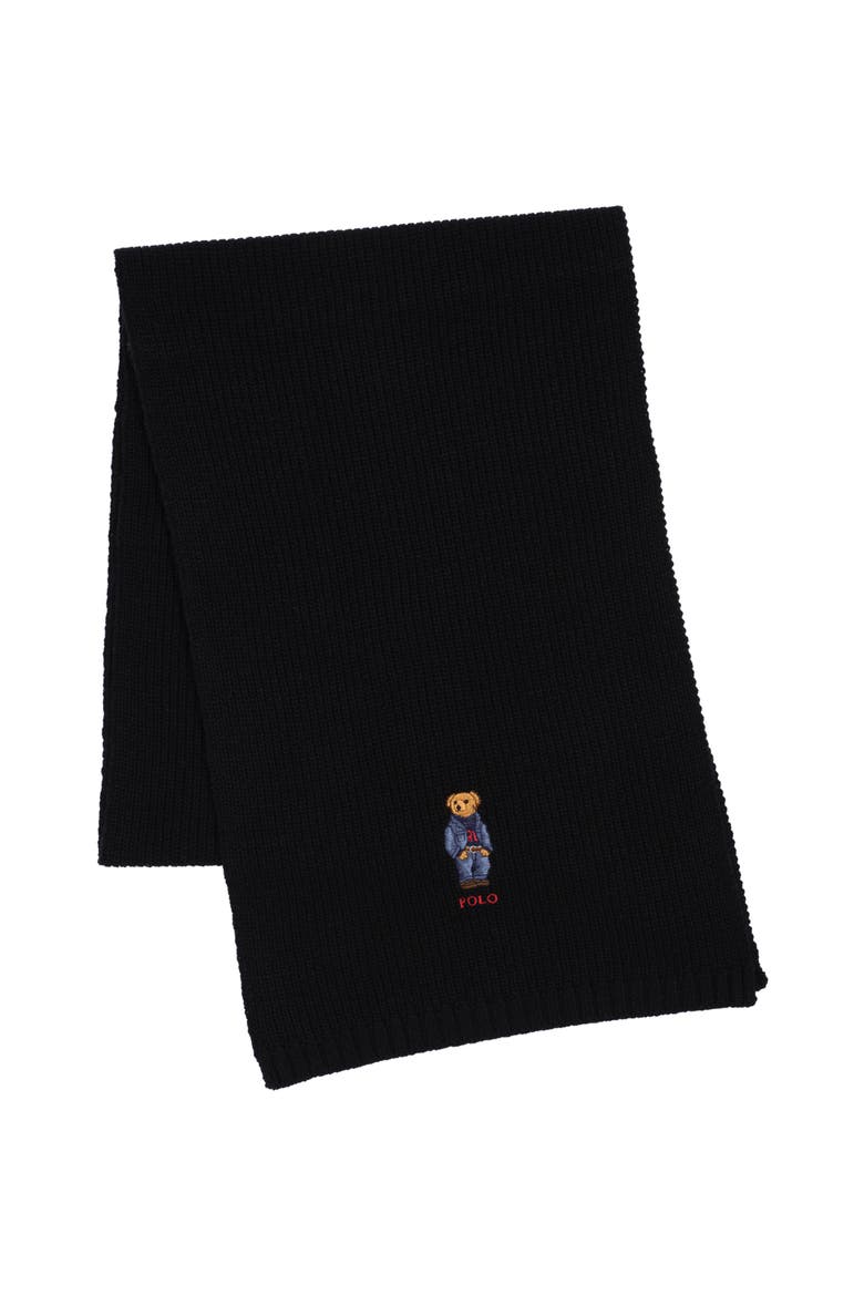 Solid Denim Bear Scarf, Main, color, Polo Black