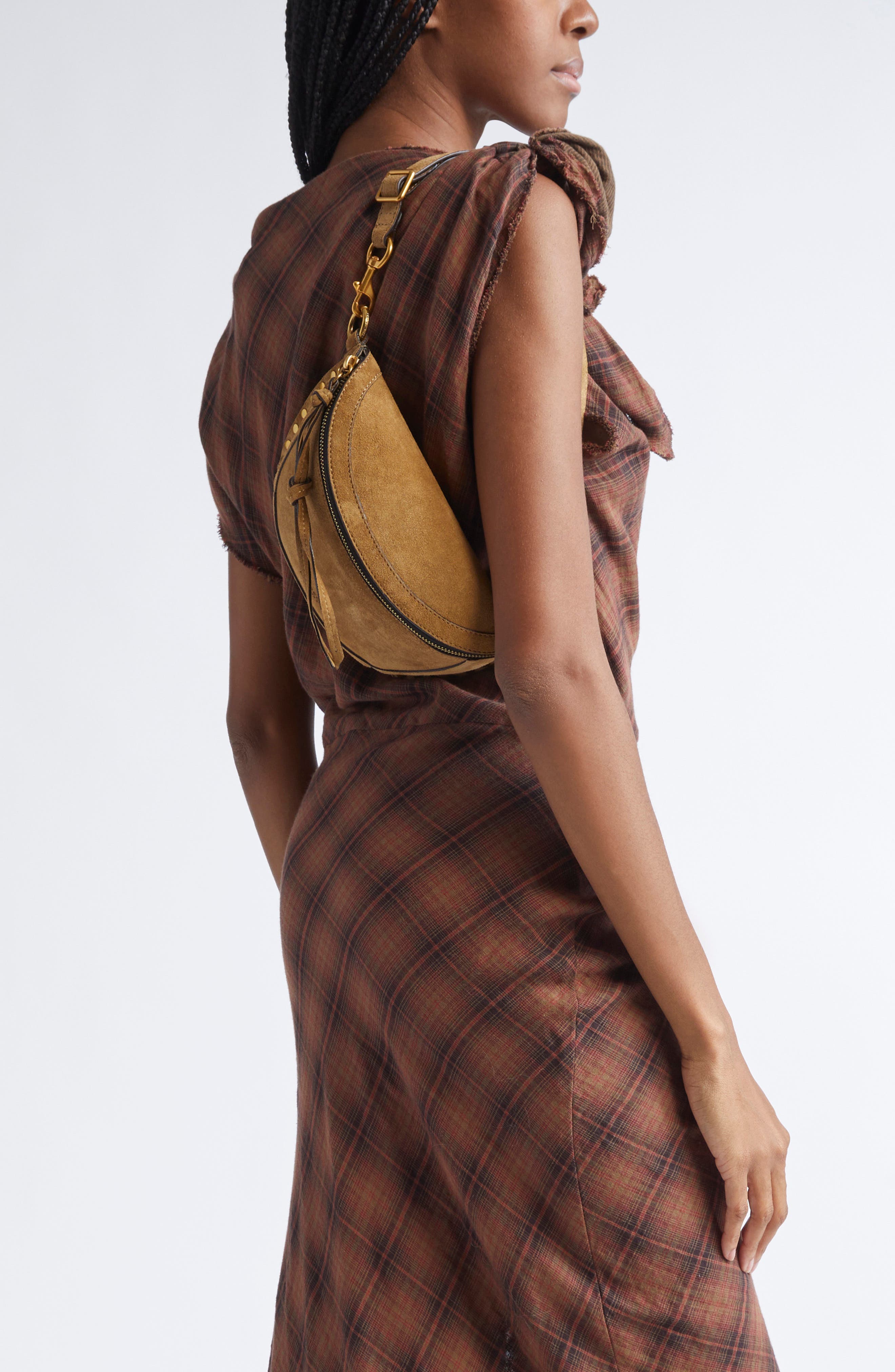 Isabel Marant Skano Stud Crossbody Bag, Alternate, color, Taupe/ Gold