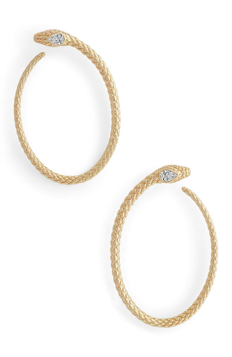 Anabel Aram Jewelry Serpent Hoop Earrings, Main, color, Gold