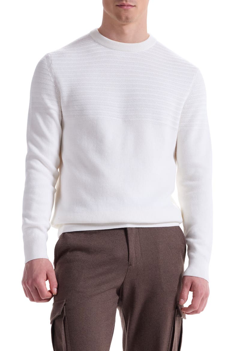 Mixed Stitch Cotton Crewneck Sweater, Main, color, CHALK