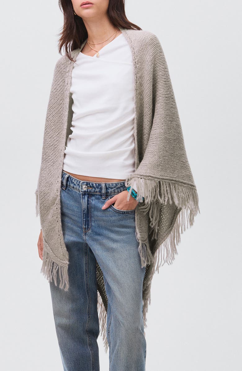 MANGO TEEN Fringe Knit Scarf, Main, color, Light/ Pastel Grey