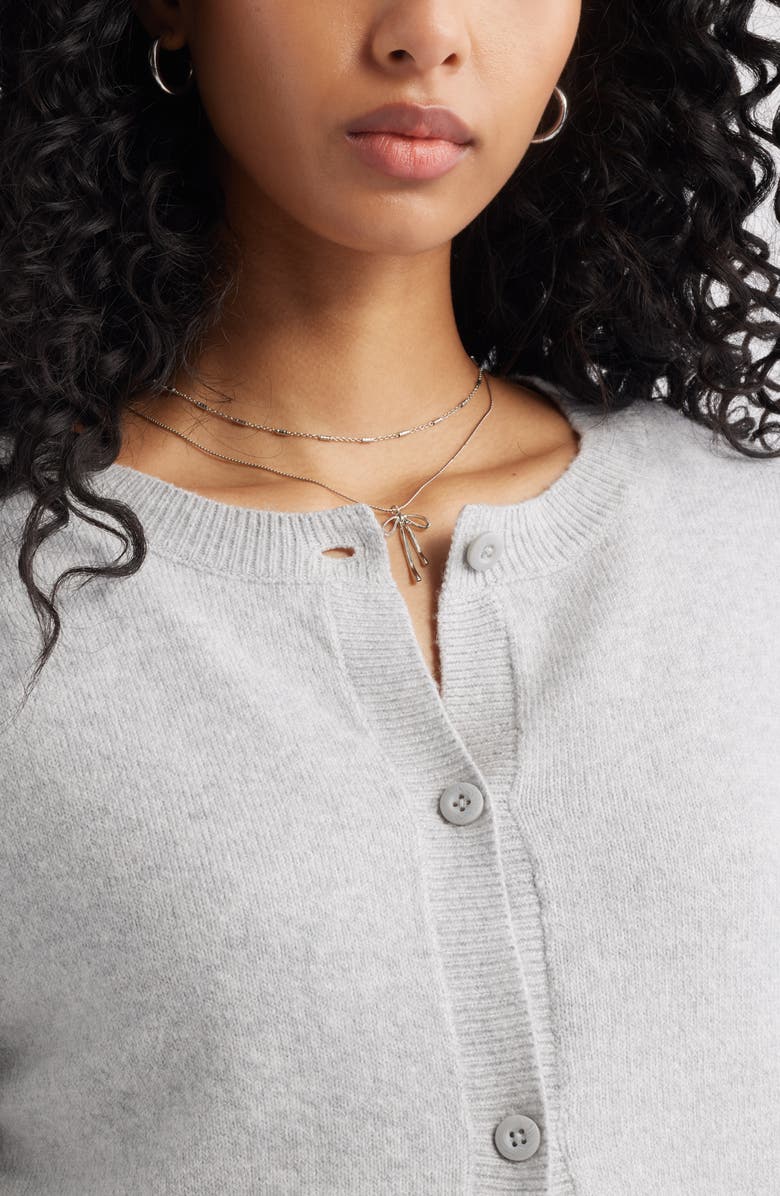 BP. Crewneck Cotton Blend Cardigan, Alternate, color, Grey Soft Heather