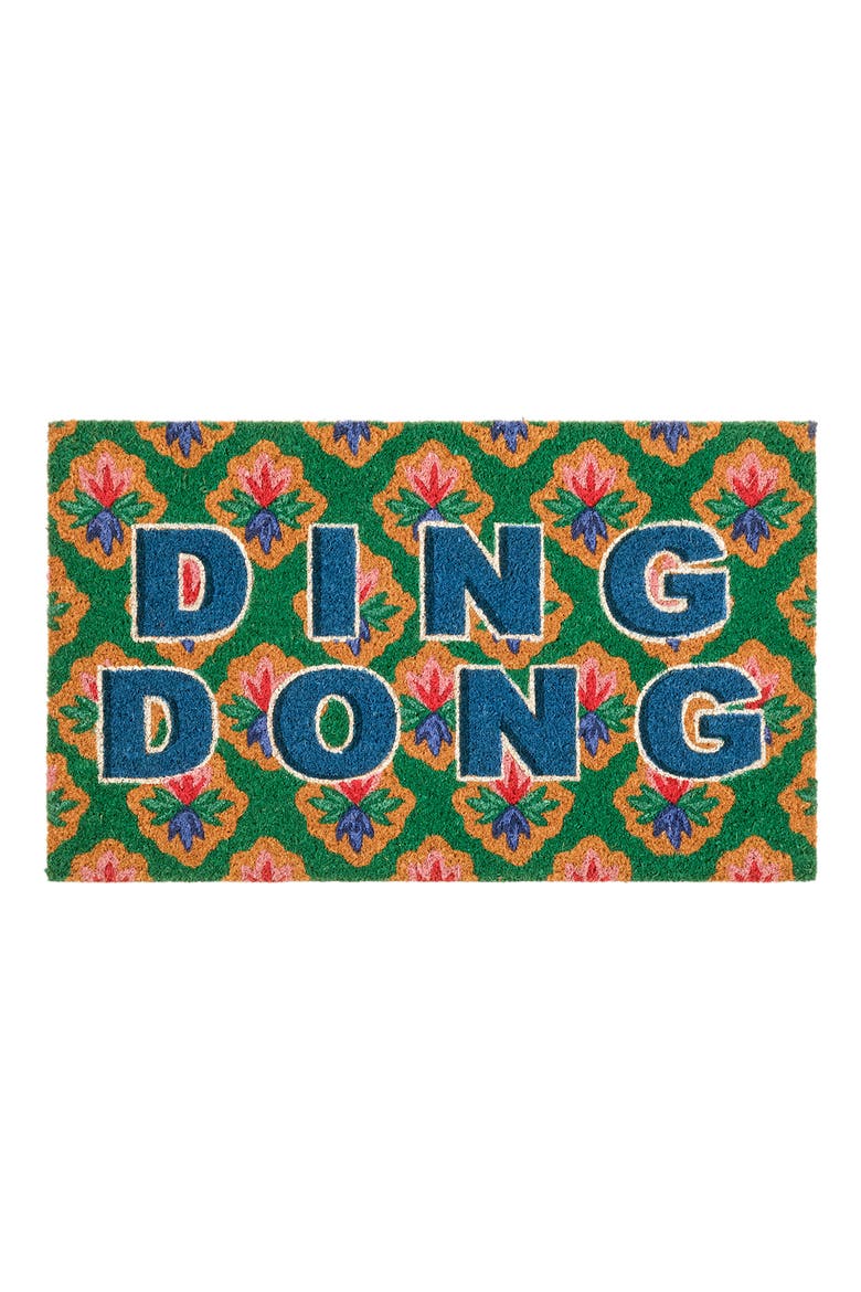 Kerala Ding Dong Coir Doormat 18" x 30", Main, color, Blue-Green