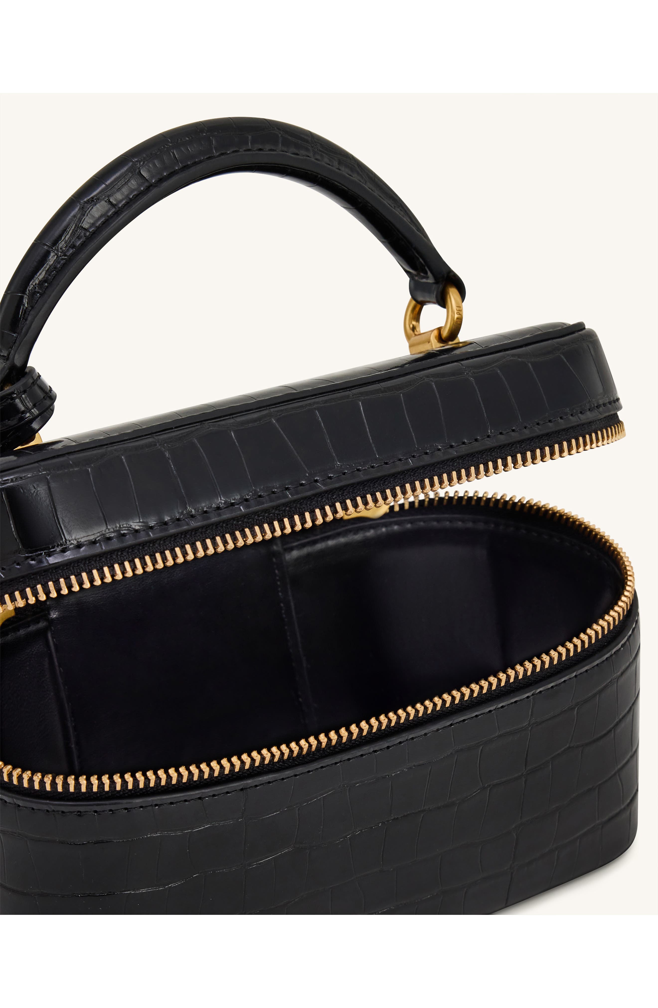 JW PEI Cleo Faux Leather Top Handle Train Case, Alternate, color, Black Croc