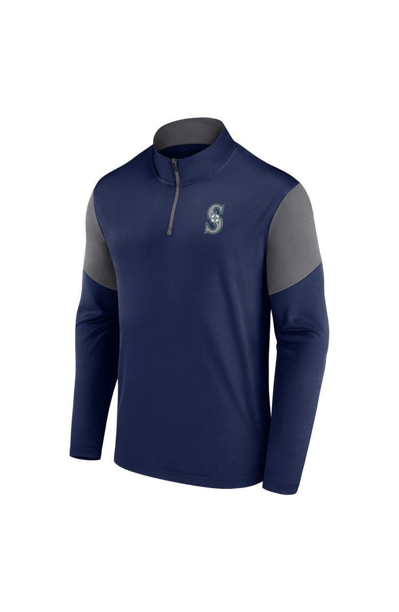 FANATICS Men's Fanatics Branded Navy Seattle Mariners Logo Quarter-Zip Top, Alternate, color, Navy