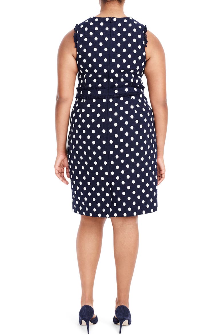Spot Tweed Sheath Dress, Alternate, color, NAVY IVORY