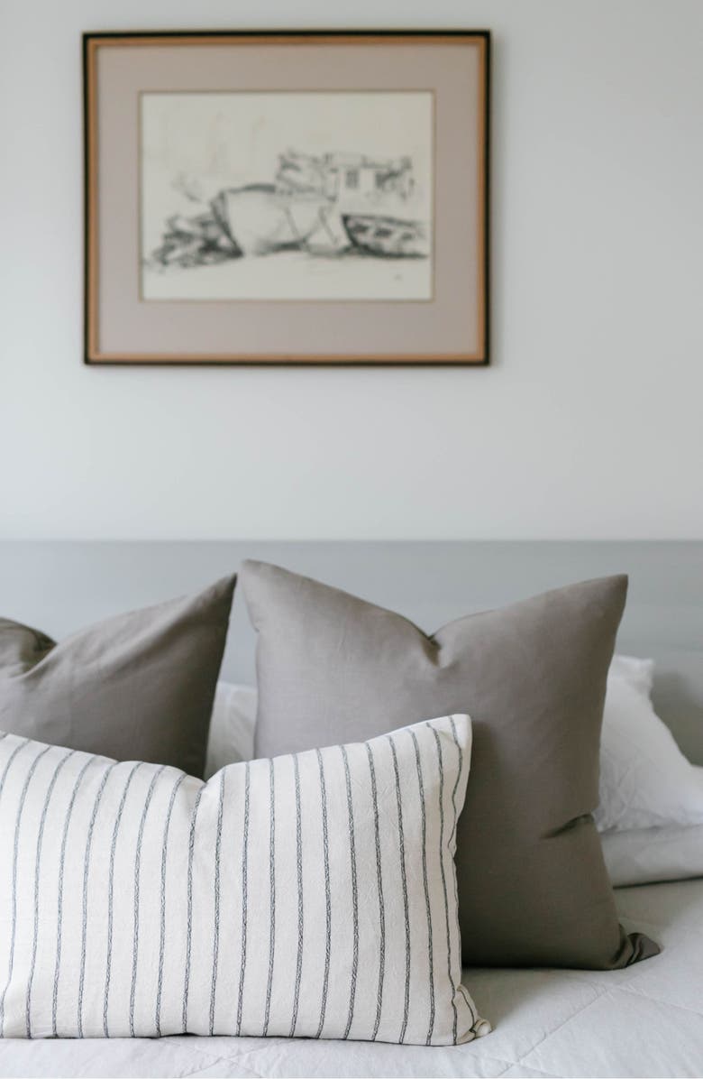 Linen & James Walker Natural Black Stripe Pillow Cover, Alternate, color, Cream