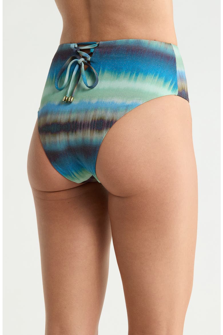 Metallic High Waist Bikini Bottoms, Alternate, color, BLUE MULTI