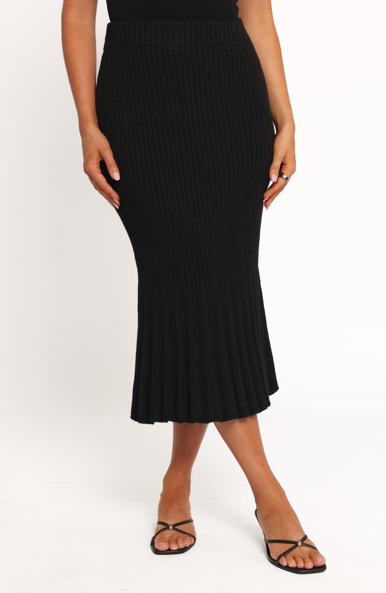 Petal & Pup Balla Rib Midi Skirt, Main, color, Black