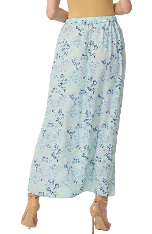 Kimi & Kai Print Box Pleat Maxi Skirt In Pastel Turquoise
