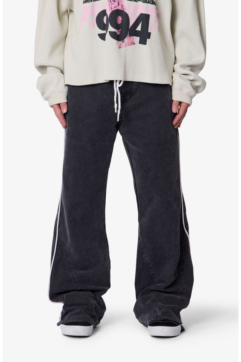 Piped Kick Flare Leg Pants, Main, color, WASHED BLACK