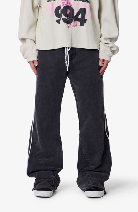Piped Kick Flare Leg Pants