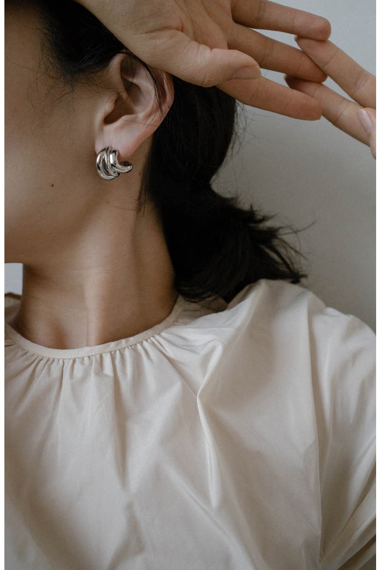 Dollop Hoop Earrings, Alternate, color, SILVER PLATED