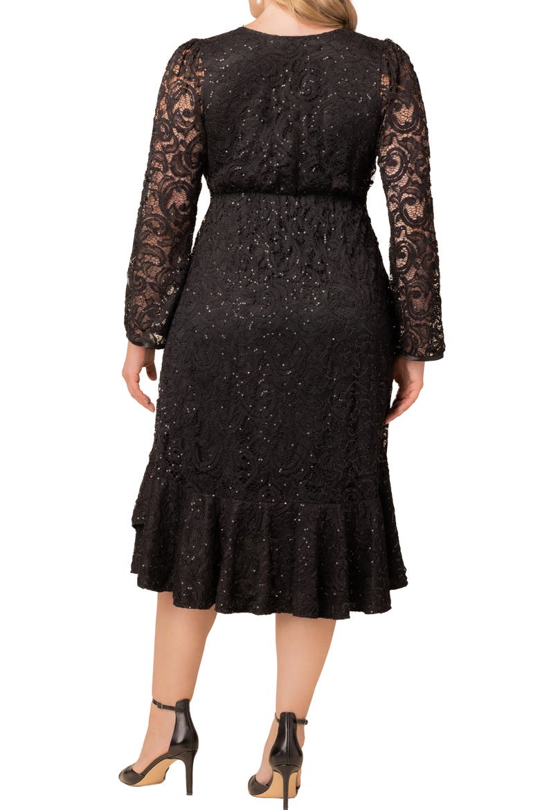 Cosmopolitan Sequin Lace Long Sleeve Cocktail Dress, Alternate, color, ONYX