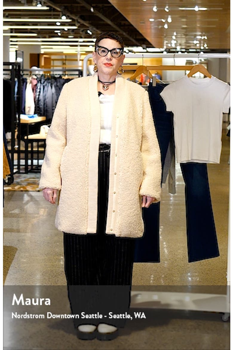Rib Trim Faux Shearling Coat video