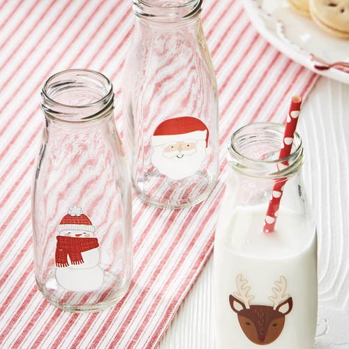 Tag Reindeer Milk Bottle Decorative Glass Vases For Christmas In Transparent