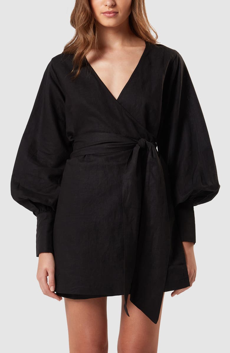 Charlie Holiday Bella Long Sleeve Wrap Minidress, Alternate, color, 