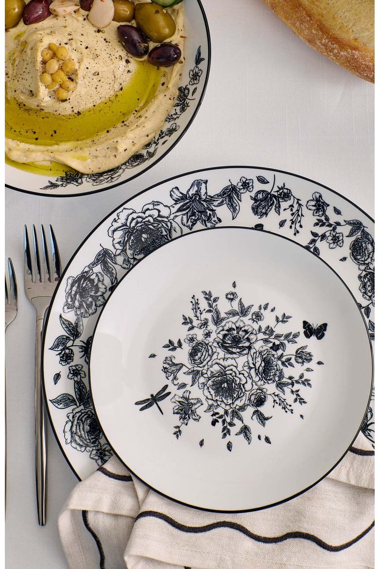 Esme Porcelain 16-Piece Dinnerware Set, Alternate, color, Black