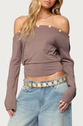 EDIKTED Ronee Off the Shoulder Cutout Crop Top