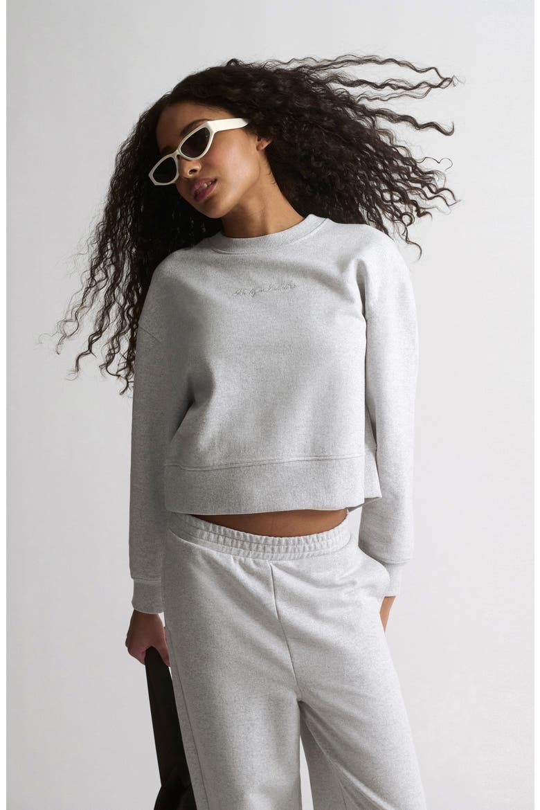 Embroidered Logo Crewneck Sweatshirt, Alternate, color, LIGHT GREY MELANGE