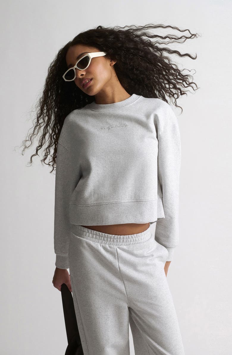 Brooklyn Industries Embroidered Logo Crewneck Sweatshirt, Alternate, color, Light Grey Melange