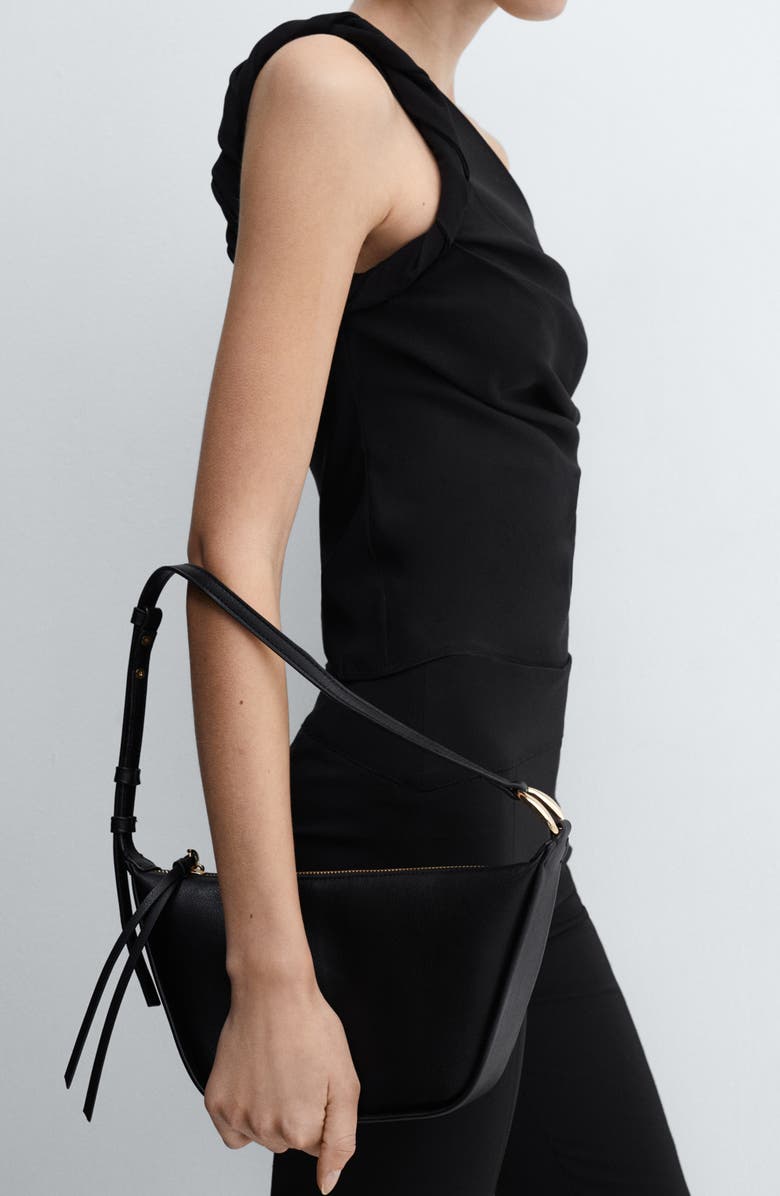 MANGO One-Shoulder Ruched Top, Alternate, color, 