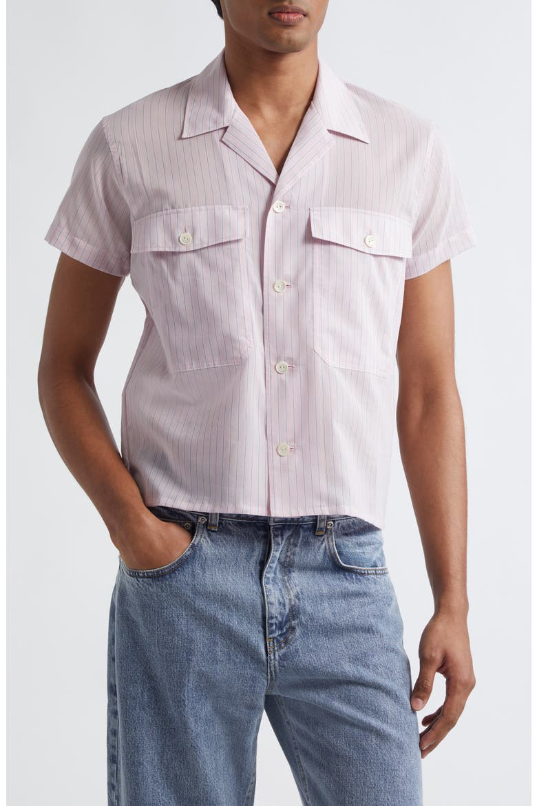 Stripe Camp Shirt, Main, color, PINK STRIPE 3069