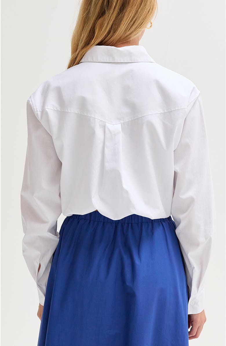 CRESCENT Poplin Bubble Hem Cropped Shirt, Alternate, color, White
