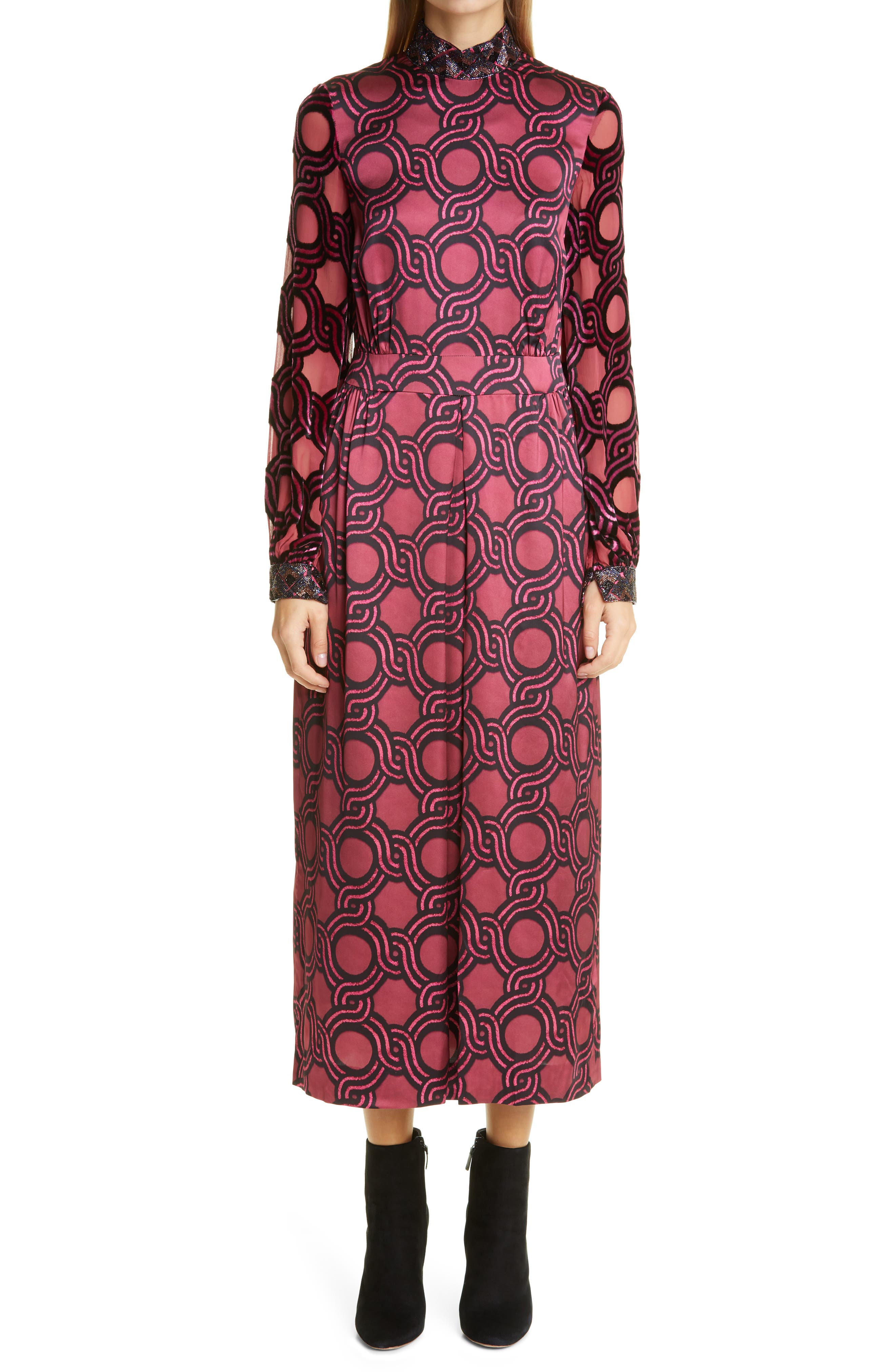 Dries Van Noten Bead Embellished Long Sleeve Dress (Women) | Nordstromrack